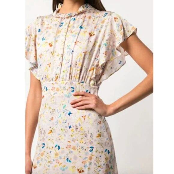 Cynthia Rowley Talia Dress Flutter Sleeve Maxi 12 DAMAGED - Picture 3 of 11